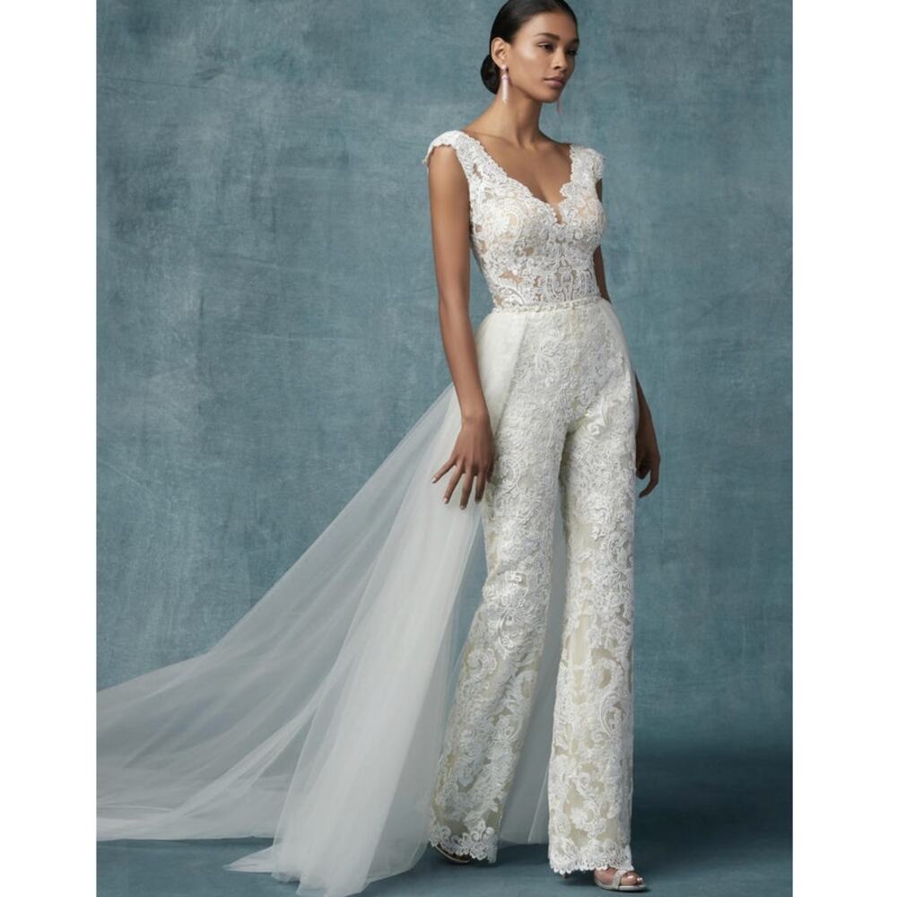 Maggie Sottero Milan Bridal Jumpsuit Size 12 - Picture 14 of 14